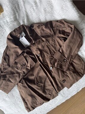 H&M Brown Button-Front Cotton Jacket
